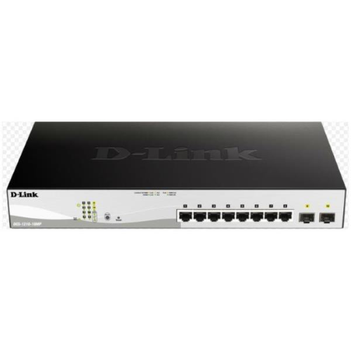 D-Link Web Smart DGS-1210-10MP - Switch - L2+ - intelligente - 8 x 10/100/1000 (PoE+) + 2 x Gigabit SFP - desktop - PoE+ (130 W)
